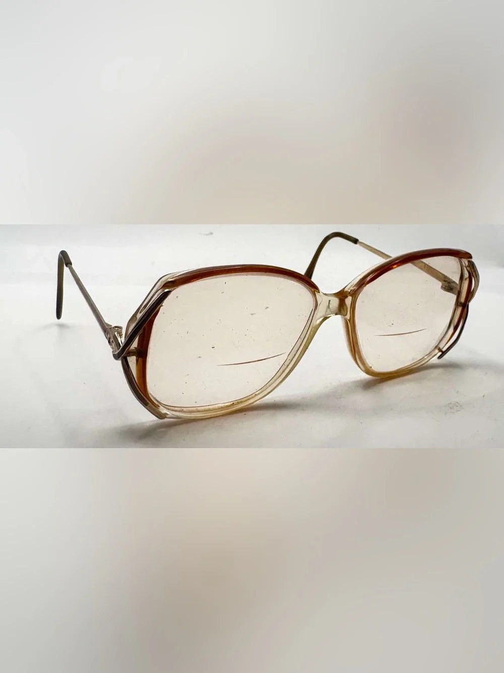 Vintage Sophia Loren 568 Brown Translucent Oval Sunglasses Frames Only USA